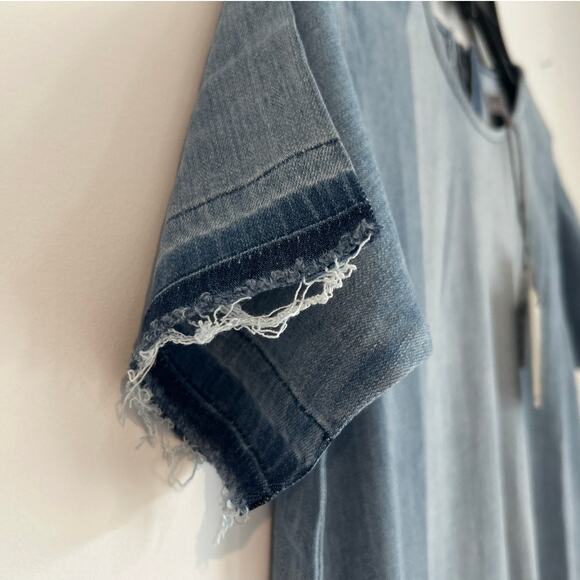 NWT DL1961 Blue Coast Denim Dress – Two-Tone Short Sleeve, Girls Size Large - Picture 6 of 6